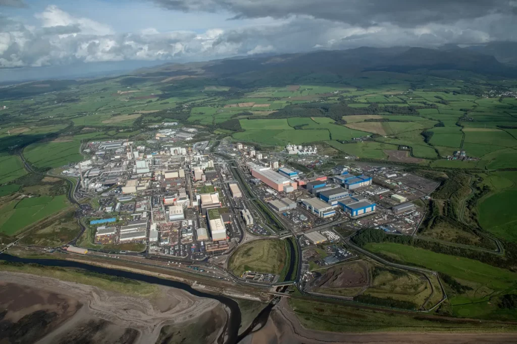 Aerial image of Nuclear decommissioning at Sellafield site in Cumbria.