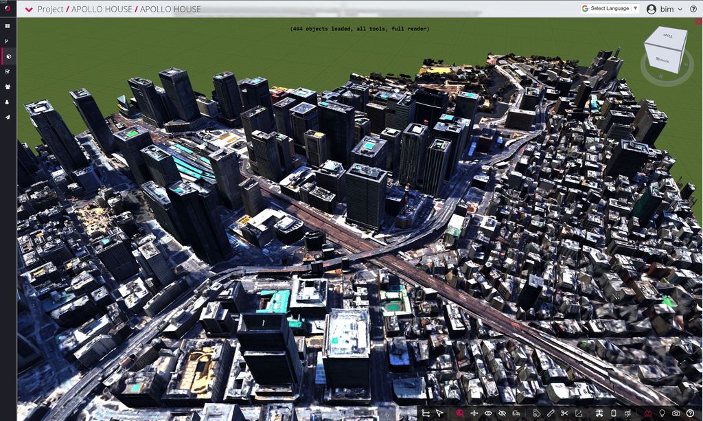 A reality capture image of a city highlighting the detail of highways and structures.