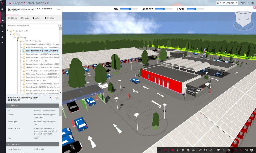 Federated BIM model displayed in a Common Data Environment for BIM coordination meetings, multidisciplinary design reviews and issue management.